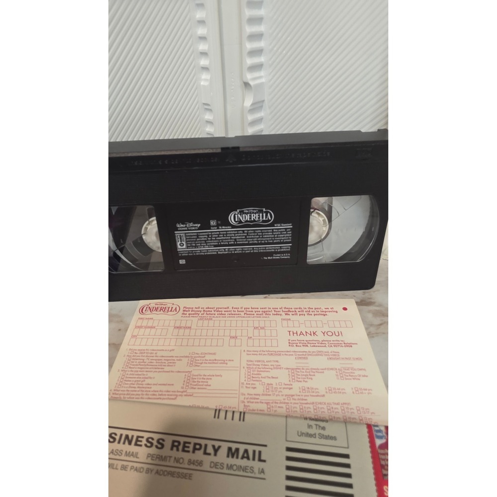Walt Disney Masterpiece Collection Cinderella VHS Tape Movie Vintage Collectible - Picture 5 of 6